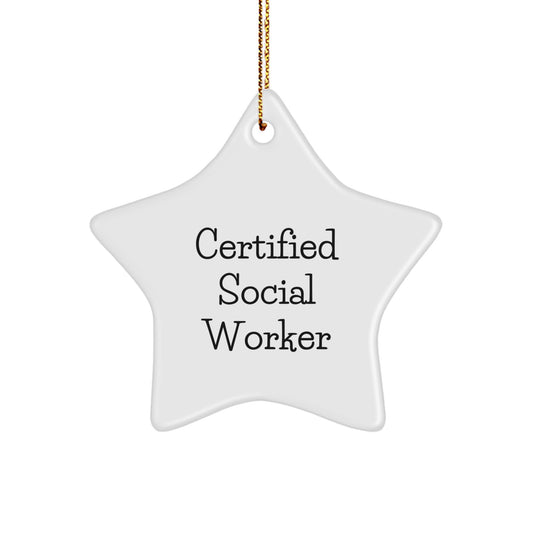 Funny Social Worker Gifts from Family - Christmas Unique Star Ornament, 'I'm a Star Social Worker', Star Shaped Decor for Social Worker Home, Office, or Desk - Image 1