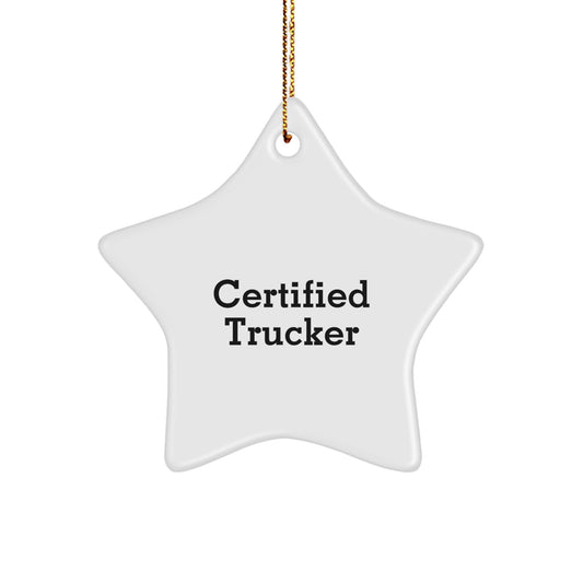Funny Trucker Gifts from Friends - Star Ornament for Trucker Man - Certified Trucker Christmas Unique Gifts - Image 1
