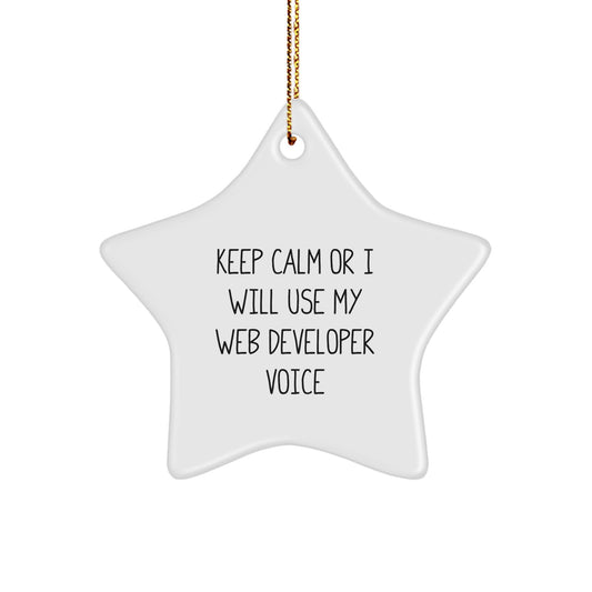 Gifts from Web Developers for Web Developers - Keep Calm or I Will Use My Web Developer Voice, Star Ornament, Funny Christmas Decorations - Image 1