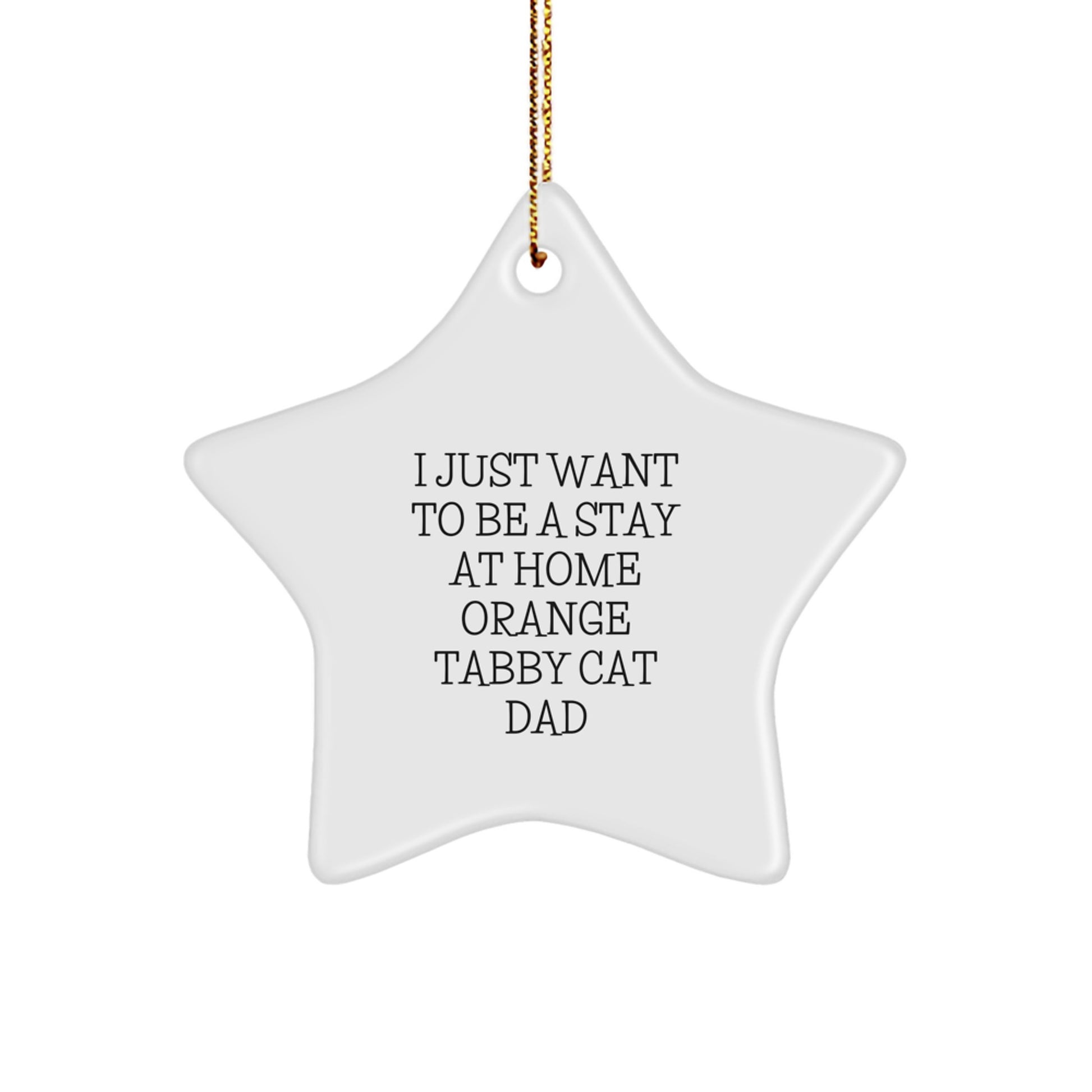 Funny Orange Tabby Cat Star Ornament, Gifts from Men to Orange Tabby Cat Lovers, I Just Want To Be A Stay At Home Dad Christmas Decoration - Image 1