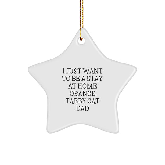 Funny Orange Tabby Cat Star Ornament, Gifts from Men to Orange Tabby Cat Lovers, I Just Want To Be A Stay At Home Dad Christmas Decoration - Image 1