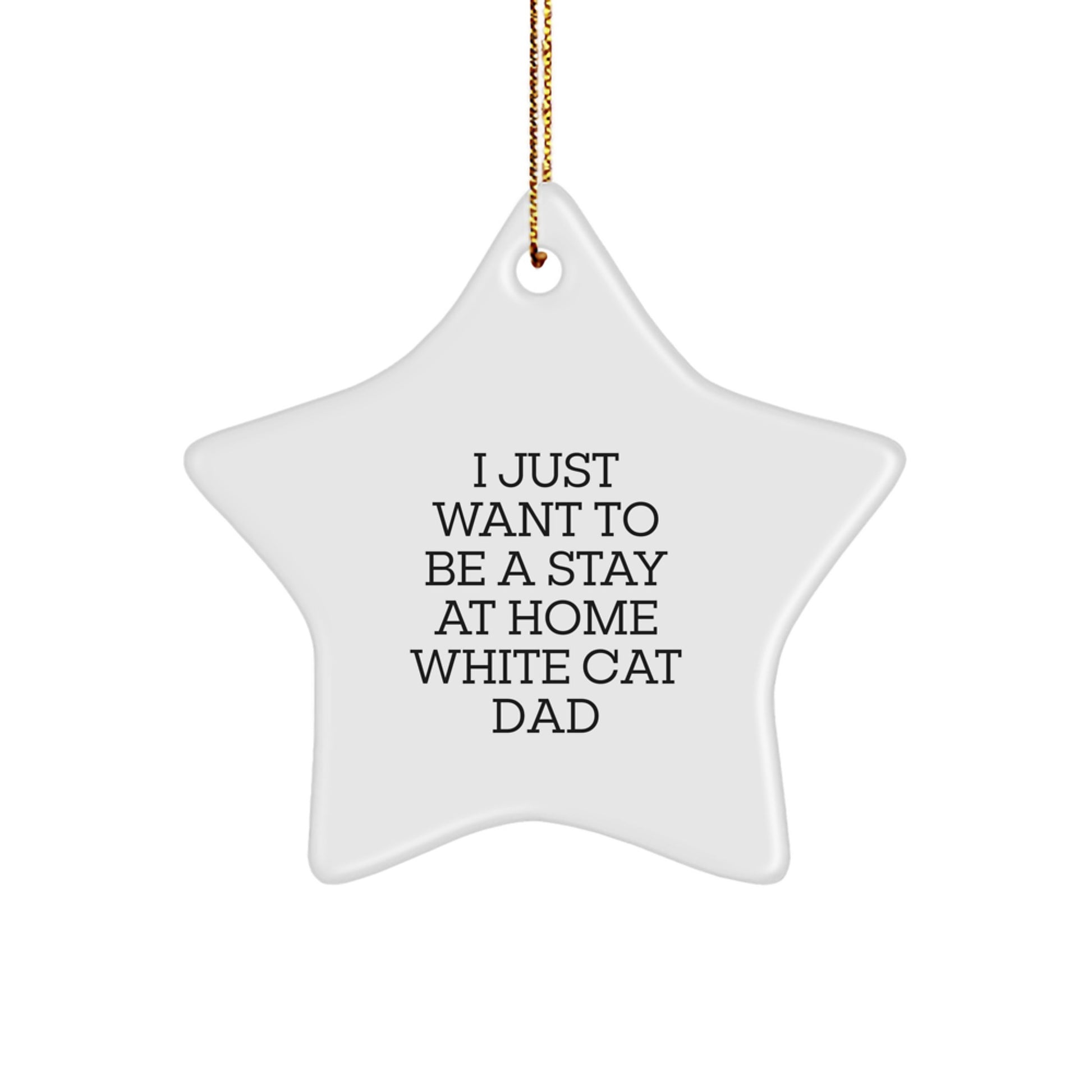 Funny White Cat Dad Gifts for Christmas - White Cat Star Ornament Men Women - Image 1
