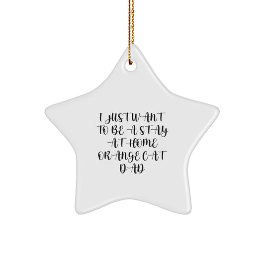 Funny Stay at Home Orange Cat Dad Gifts, Orange Cat Star Ornament Christmas Decor, Orange Cat Lover Gift for Men Women Friends Family - Image 1