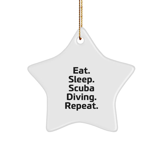 Funny Scuba Diving Gifts from Men to Loved Ones - Christmas Unique Star Ornament, Eat. Sleep. Scuba Diving. Repeat. - Image 1