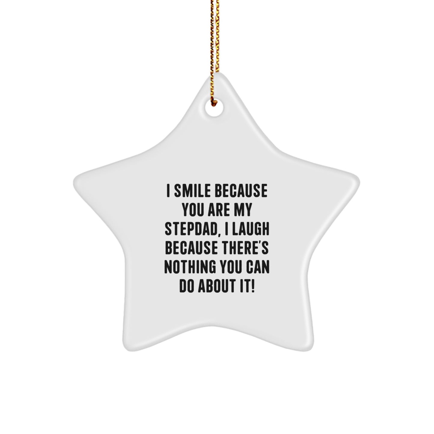 Funny Stepdad Gifts from Men - I Smile Because You Are My Stepdad, I Laugh Because There's Nothing You Can Do About It! Christmas Unique Star Ornament for Dad - Image 1