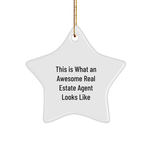 Funny Real Estate Agent Gifts from Men, Unique Christmas Star Ornament for Real Estate Agent Friends, This Is What An Awesome Real Estate Agent Looks Like - Image 1