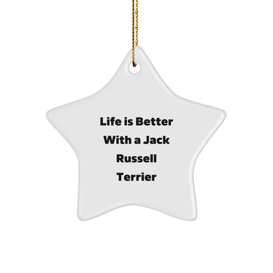 Funny Christmas Unique Gifts for Jack Russell Terrier Dog Lovers, Star Ornament, 'Life Is Better With A Jack Russell Terrier' Quote Gifts from Family - Image 1
