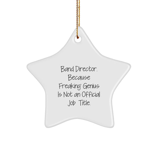 Funny Band Director Gifts for Christmas, Star Ornament for Men and Women, Gifts from Family and Friends with Quote 'Band Director. Because Freaking' genius Is Not An Official Job Title.' - Image 1