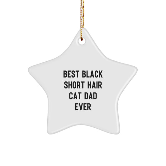 Favorite Black Short Hair Cat Dad Christmas Ornament for Kids Gift - Image 1
