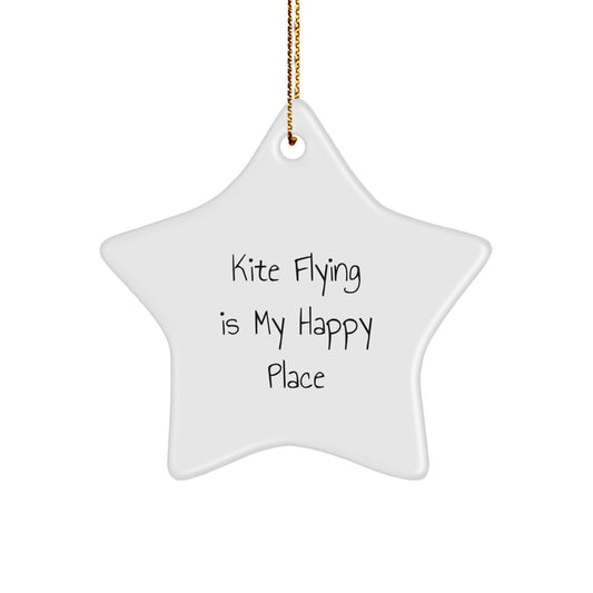 Kite Flying Gifts for Men and Women - Star Ornament, Funny Quote 'Kite Flying Is My Happy Place' - Unique Christmas Decorations - Image 1