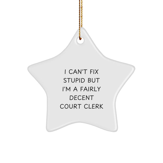 Christmas Gift for Her Present Court Clerk Star Ornament - Image 1