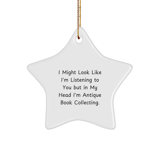 Antique Book Collecting Star Christmas Ornament Like I'm Listening Gift - Image 1