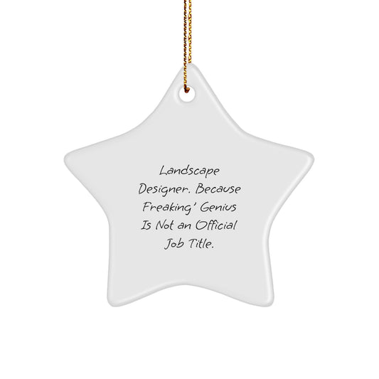 Funny Landscape Designer Gifts for Her, Star Ornament with Quote 'Because Freaking genius Is Not An Official Job Title', Christmas Unique Gifts for Coworkers Women - Image 1