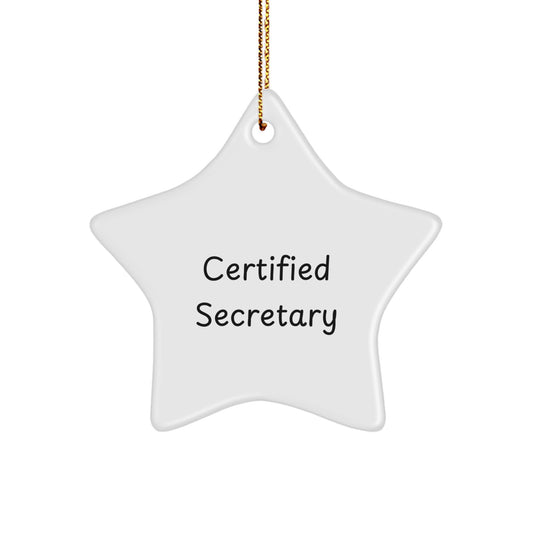Funny Certified Secretary Star Ornament Gifts from Men to Women Coworkers Friends Family for Christmas Unique Office Decor - Image 1