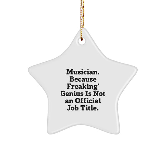 Funny Musician Star Ornament Gifts from Friends or Coworkers - Inspirational genius Quote Christmas Unique Presents for Musician Men or Women - Image 1