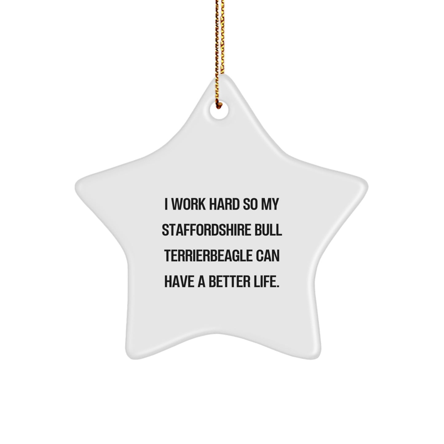 Funny Staffordshire Bull Terrier Dog Star Ornament Gifts from Men to Family for Christmas Unique Presents - Image 1
