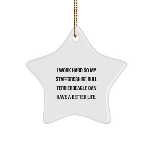 Funny Staffordshire Bull Terrier Dog Star Ornament Gifts from Men to Family for Christmas Unique Presents - Image 1