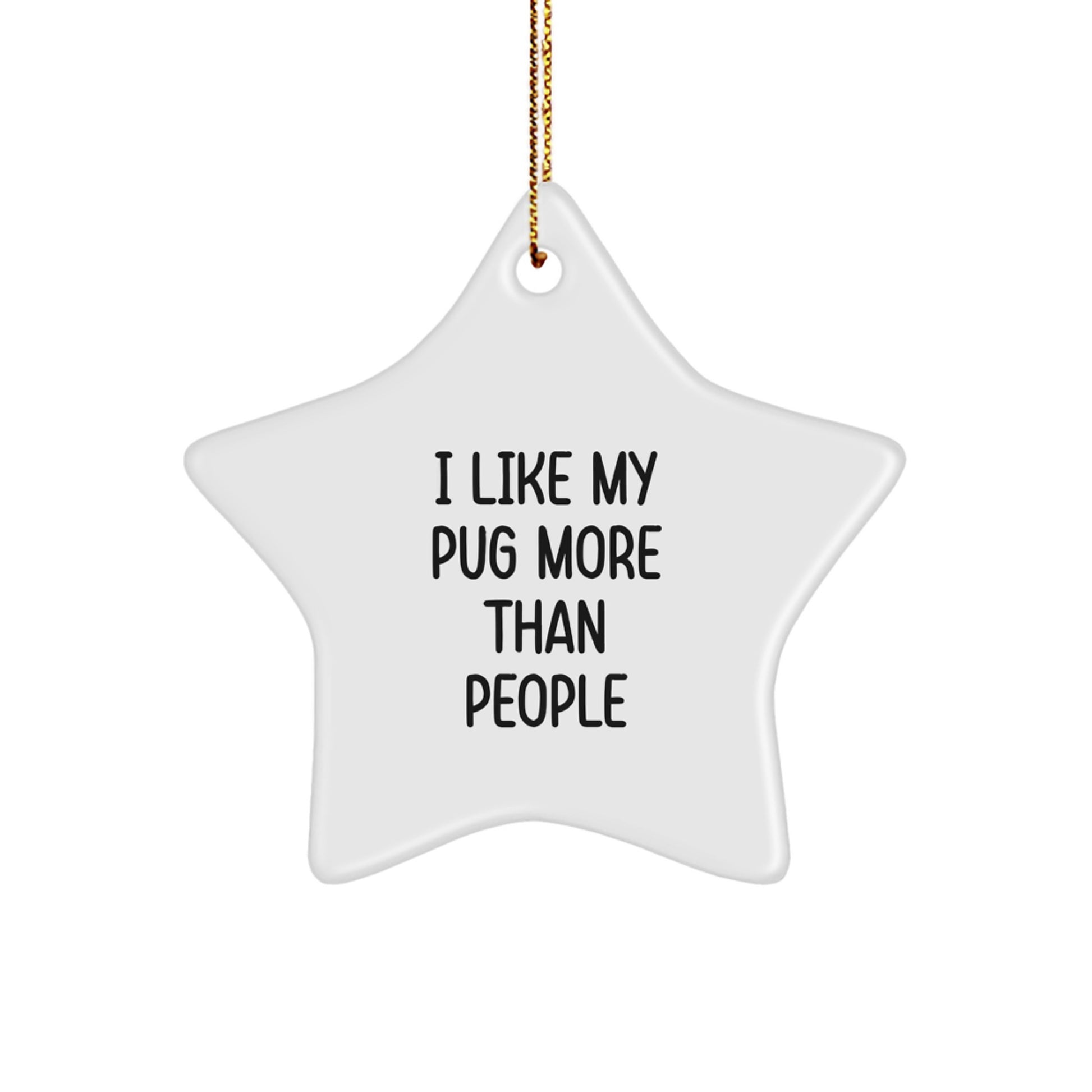 Funny Pug Dog Star Ornament Gifts from Friends, Perfect Christmas Unique Gifts for Pug Lovers, I Like My Pug More Than People Star Decoration - Image 1