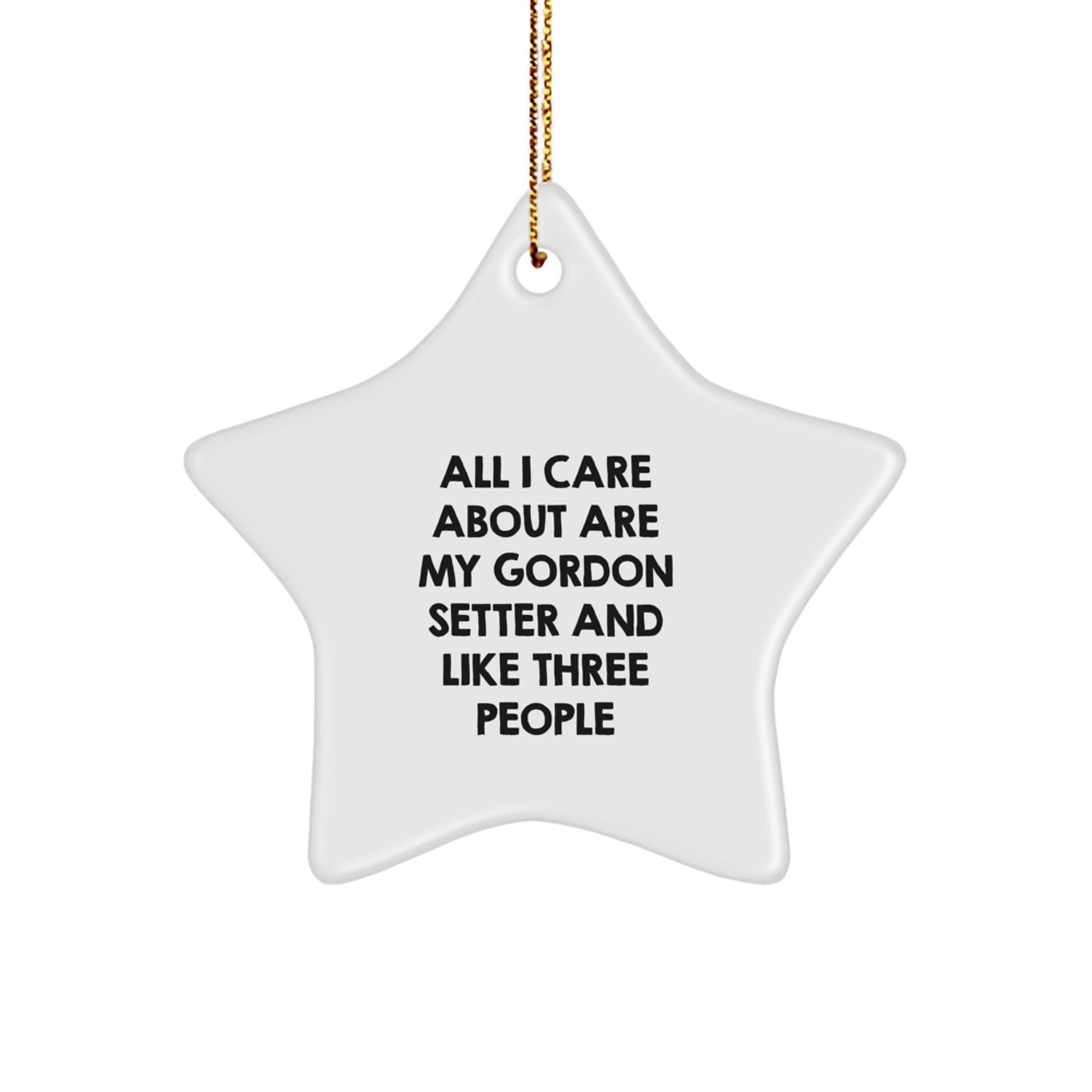 Funny Gordon Setter Dog Lover Gifts from Men, Women, Friends for Christmas Unique Star Ornament, 'All I Care About Are My Gordon Setter And Like Three People' - Image 1