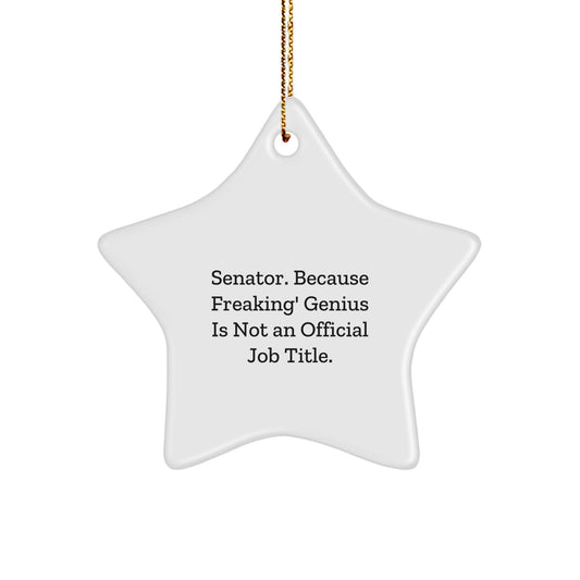 Funny Senator Christmas Star Ornament Gifts from Senator Enthusiasts for Senator - 'Senator. Because Freaking' genius Is Not An Official Job Title.' - Image 1