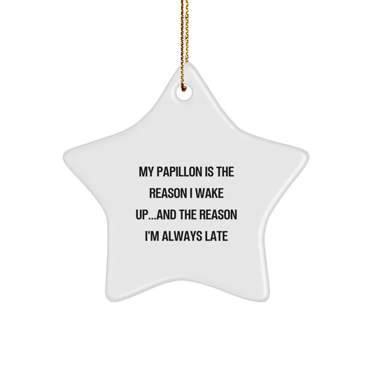Funny Papillon Dog Star Ornament for Christmas Unique Gifts from Friends to Family - Image 1