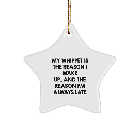 Funny Whippet Dog Lover Gifts from Men to Friends for Christmas Unique Star Ornament Whippet Dog - Image 1