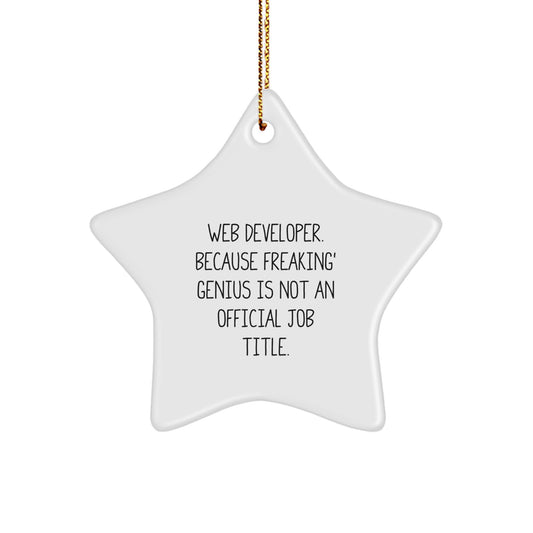 Funny Web Developer Gifts from Men Christmas Unique Star Ornaments - 'Web Developer. Because Freaking' genius Is Not An Official Job Title.' Star Shaped Decorations - Image 1