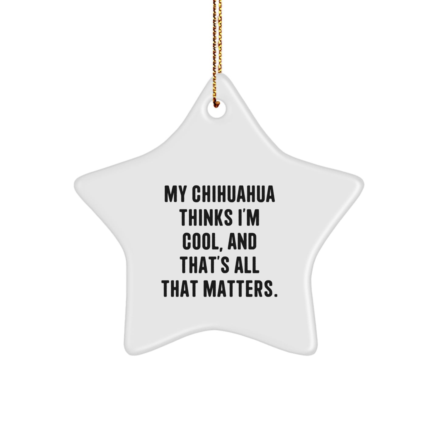 Funny Chihuahua Dog Gifts from Friends for Christmas Unique Star Ornament, My Chihuahua Thinks I'm Cool - Image 1