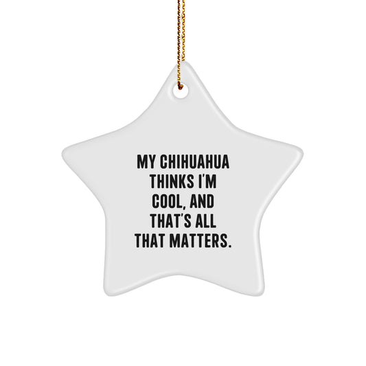 Funny Chihuahua Dog Gifts from Friends for Christmas Unique Star Ornament, My Chihuahua Thinks I'm Cool - Image 1