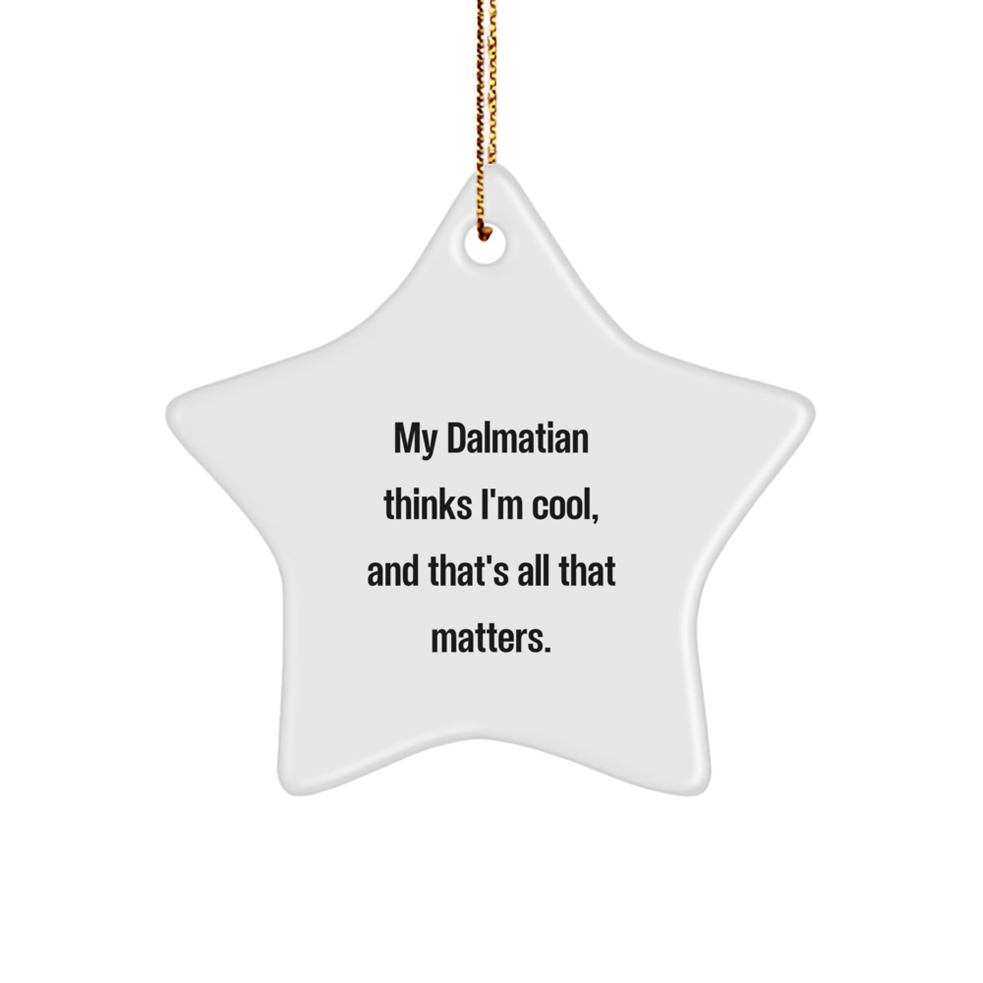 Funny Dalmatian Dog Gifts from Men to Friends for Christmas Unique Decorations - Star Ornament - 'My Dalmatian Thinks I'm Cool, And That's All That Matters.' - Image 1