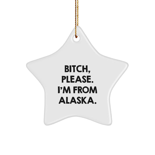Funny Alaska Star Ornament Gifts from Friends to Men in White Star Shaped Design - Image 1