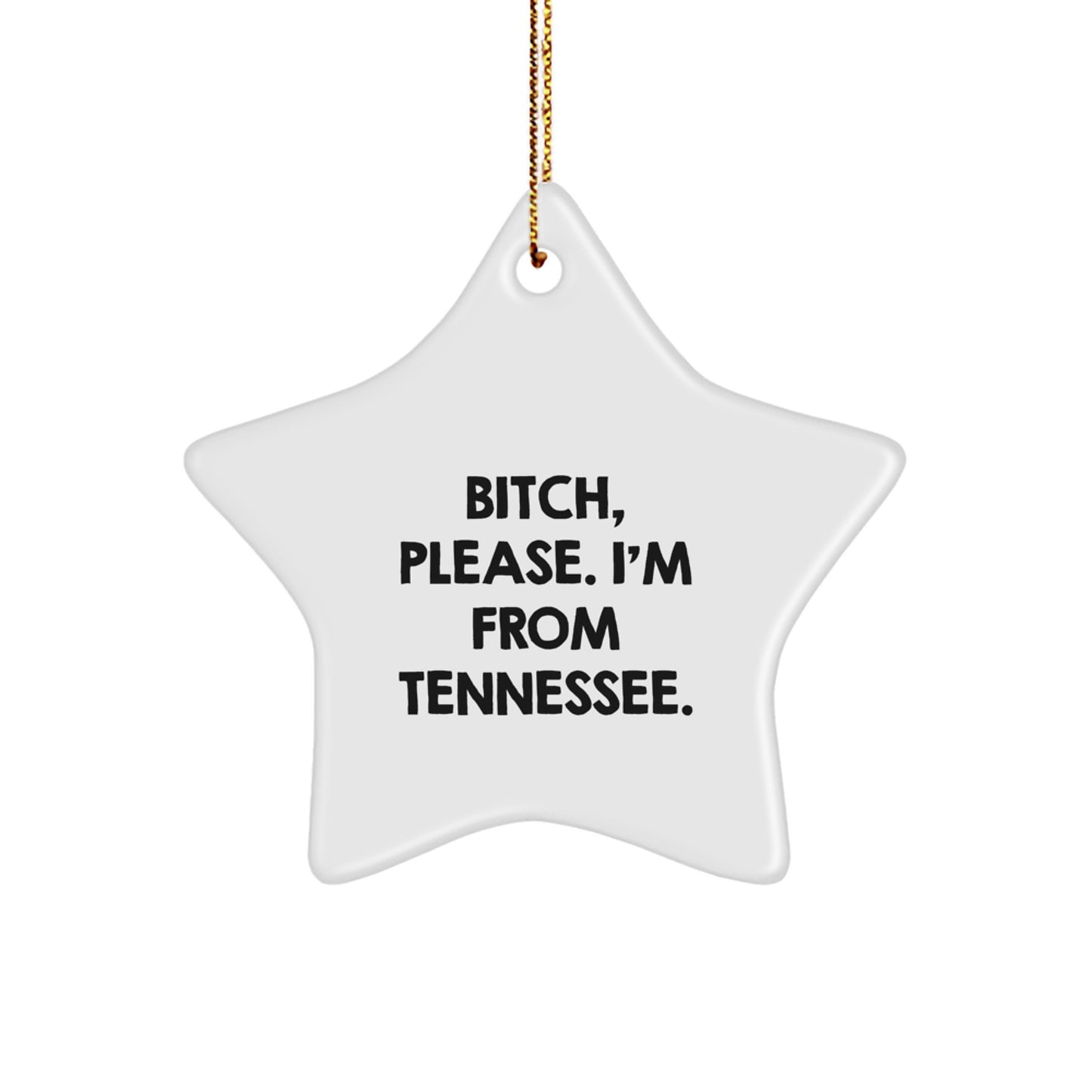 Funny Quote Gifts from Tennessee for Friends, Christmas Unique Star Ornament, B-tch Please I'm From Tennessee Star Decoration - Image 1