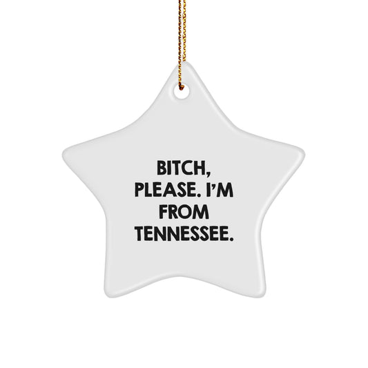 Funny Quote Gifts from Tennessee for Friends, Christmas Unique Star Ornament, B-tch Please I'm From Tennessee Star Decoration - Image 1