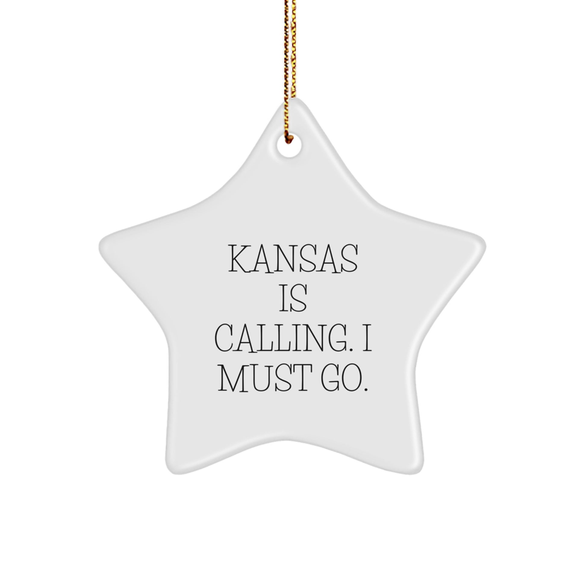 Kansas Star Ornament Gifts for Men from Kansas, Funny Quote Star Decoration, White Star Shaped Ornament for Christmas Unique Gifts - Image 1