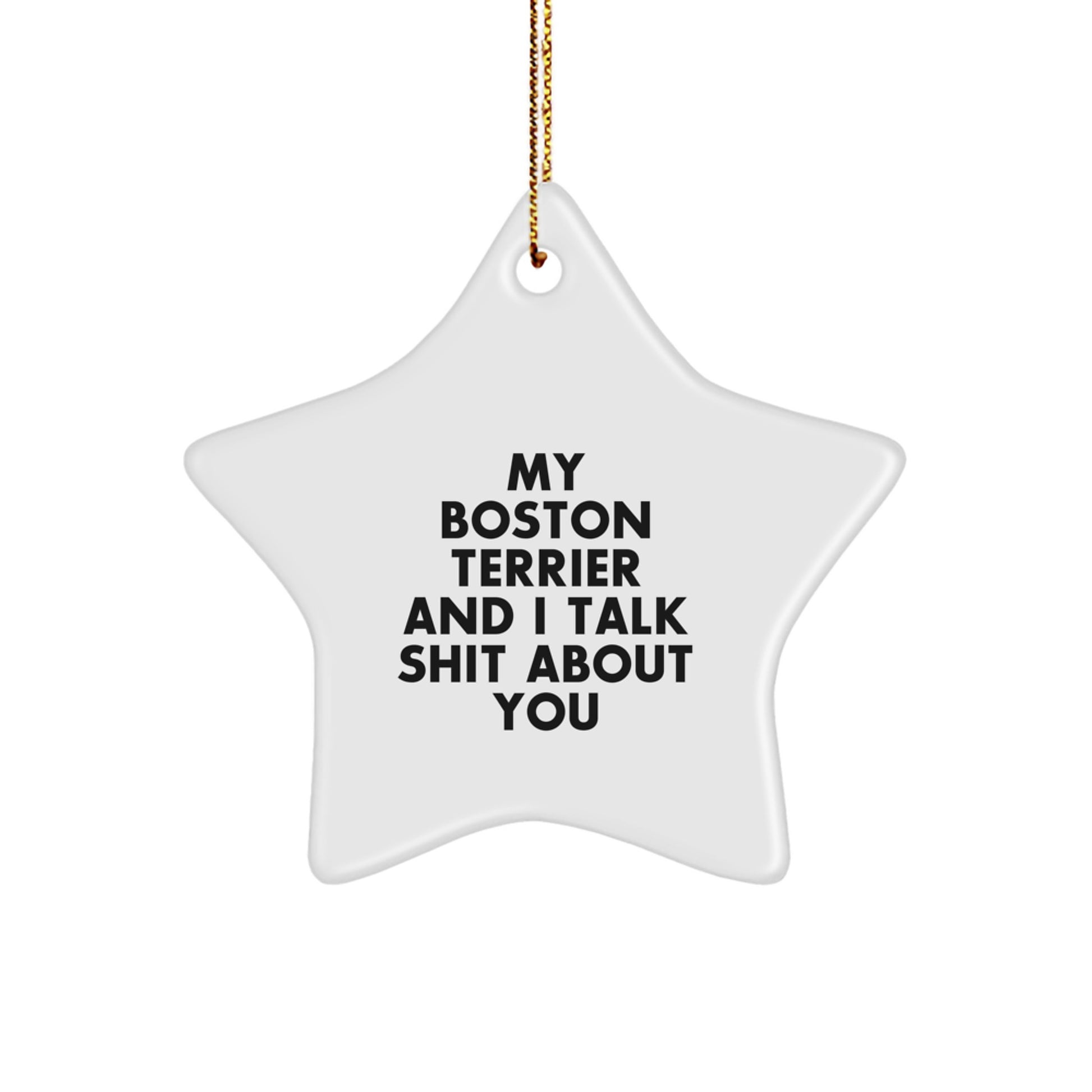 Funny Boston Terrier Dog Star Ornament Gifts from Friends and Family at Christmas - Image 1
