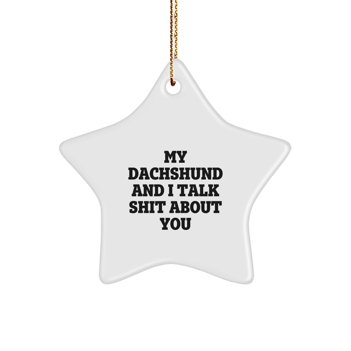 Funny Dachshund Dog Star Ornament Gifts for Christmas - 'My Dachshund And I Talk Shit About You' - Dachshund Lover Gifts from Friends to Family - Image 1