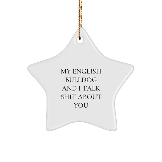 English Bulldog Star Ornament Keepsake for Him Christmas Gift - Image 1