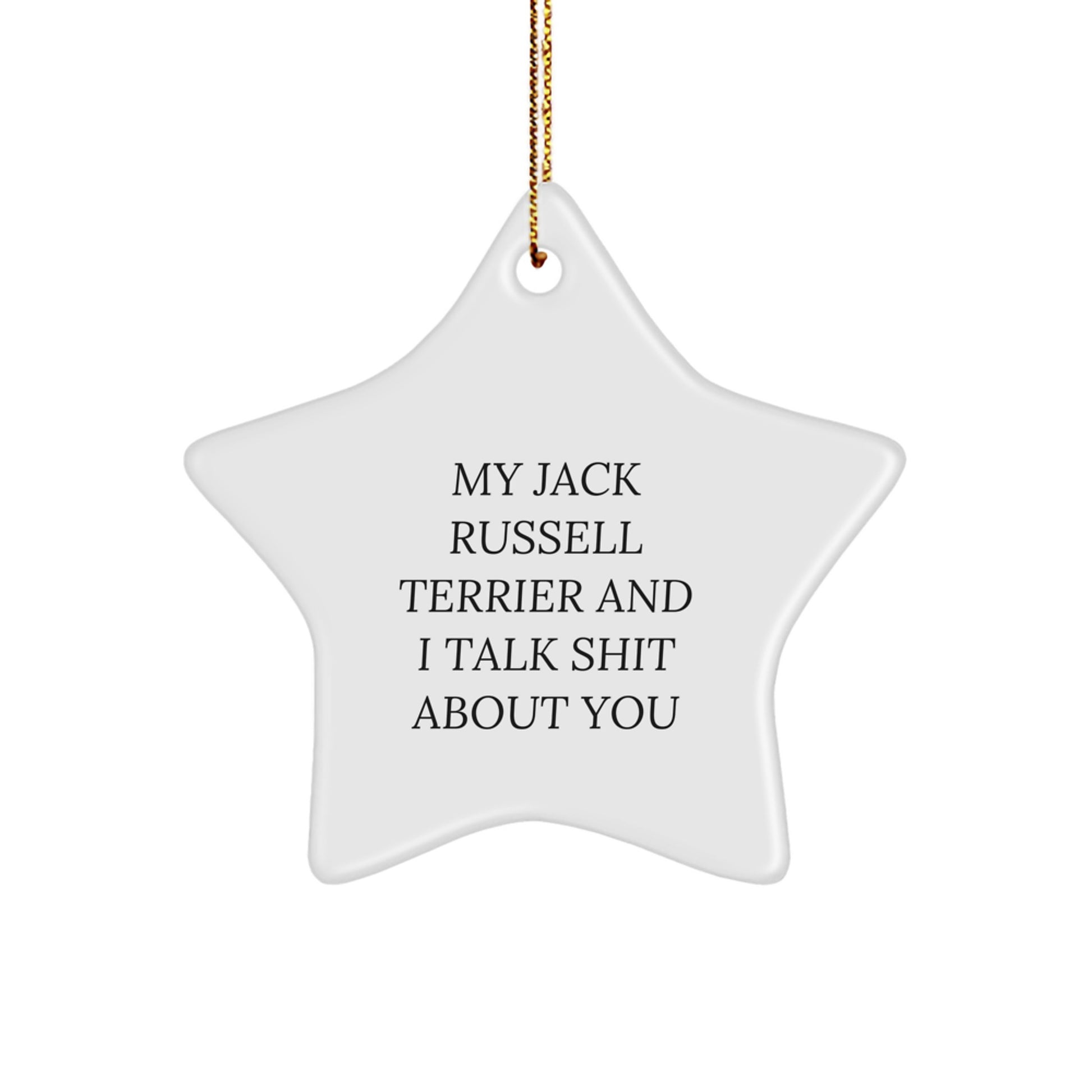 Funny Jack Russell Terrier Dog Christmas Unique Gifts from Men for Women Friends Family Star Ornament My 'Jack Russell Terrier And I Talk Shit About You' - Image 1