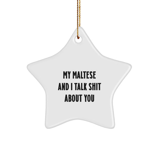 Funny Maltese Dog Star Ornament - Gifts from Friends for the Maltese Dog Lover in My Life - Christmas Unique Gifts - Image 1