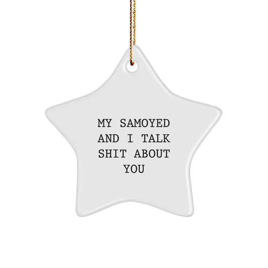 Funny Samoyed Dog Christmas Unique Gifts from Friends to Family Star Ornament My Samoyed And I Talk Shit About You - Image 1