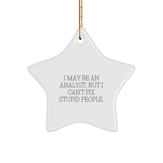 Funny Analyst Gifts for Christmas, Star Ornament with Quote I May Be An Analyst But I Can't Fix Stupid People Gifts from Friends to Colleagues - Image 1