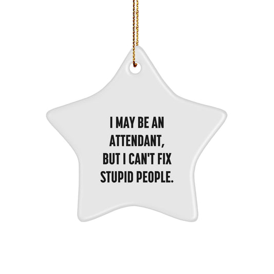 Funny Attendant Gifts from Men to Women, Star Ornament I May Be An Attendant, But I Can't Fix People, Christmas Unique Gifts - Image 1