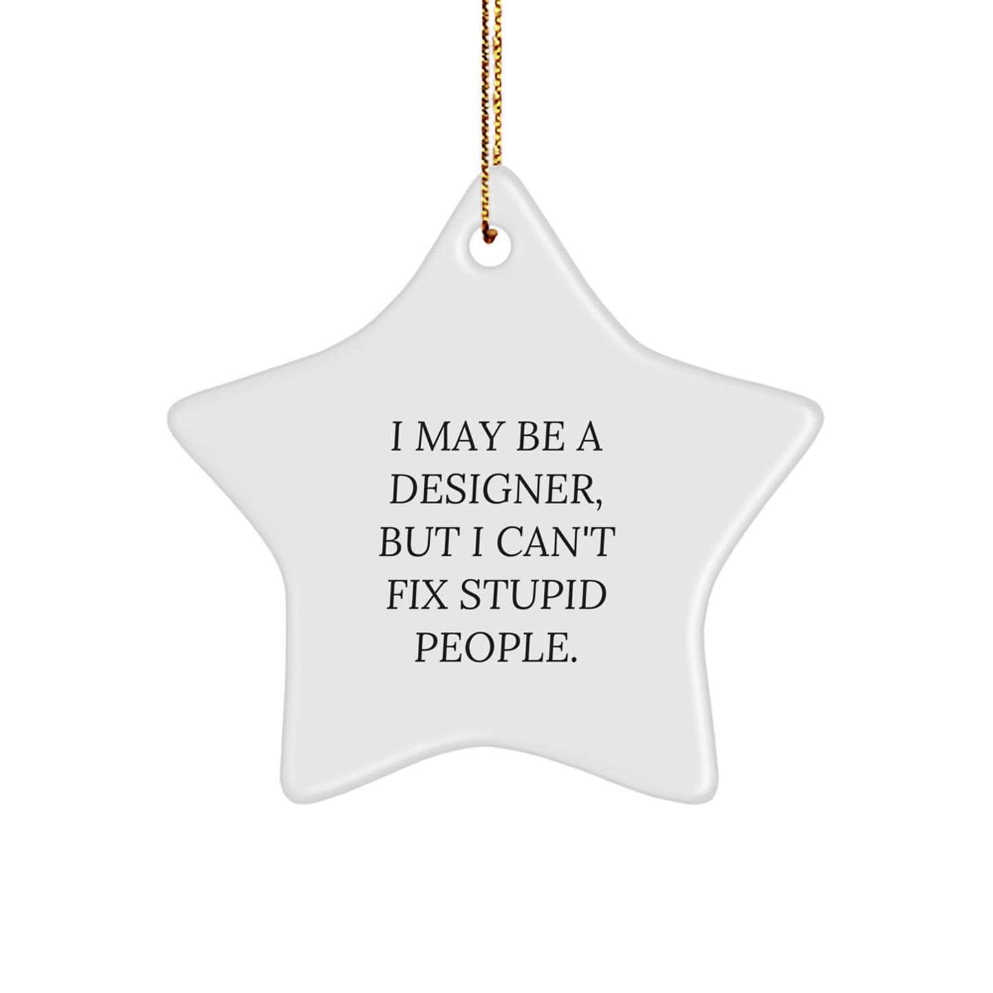 Funny Christmas Unique Gifts from Friends for Designer Star Ornament with Gold Cord White Star Shaped - Image 1