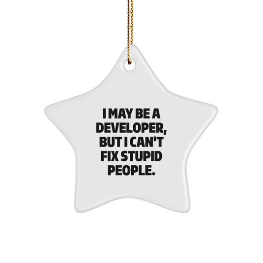 Funny Developer Star Ornament Gifts for Men Women Friends Coworkers Family - I May Be A Developer But I Cant Fix Stupid People Christmas Unique Gifts - Image 1