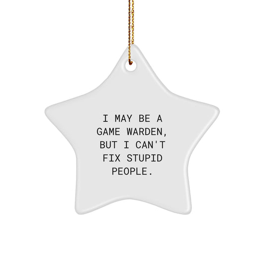 Xmas Gift Game Warden Star Ornament for Her I Can't Fix Stupid People - Image 1