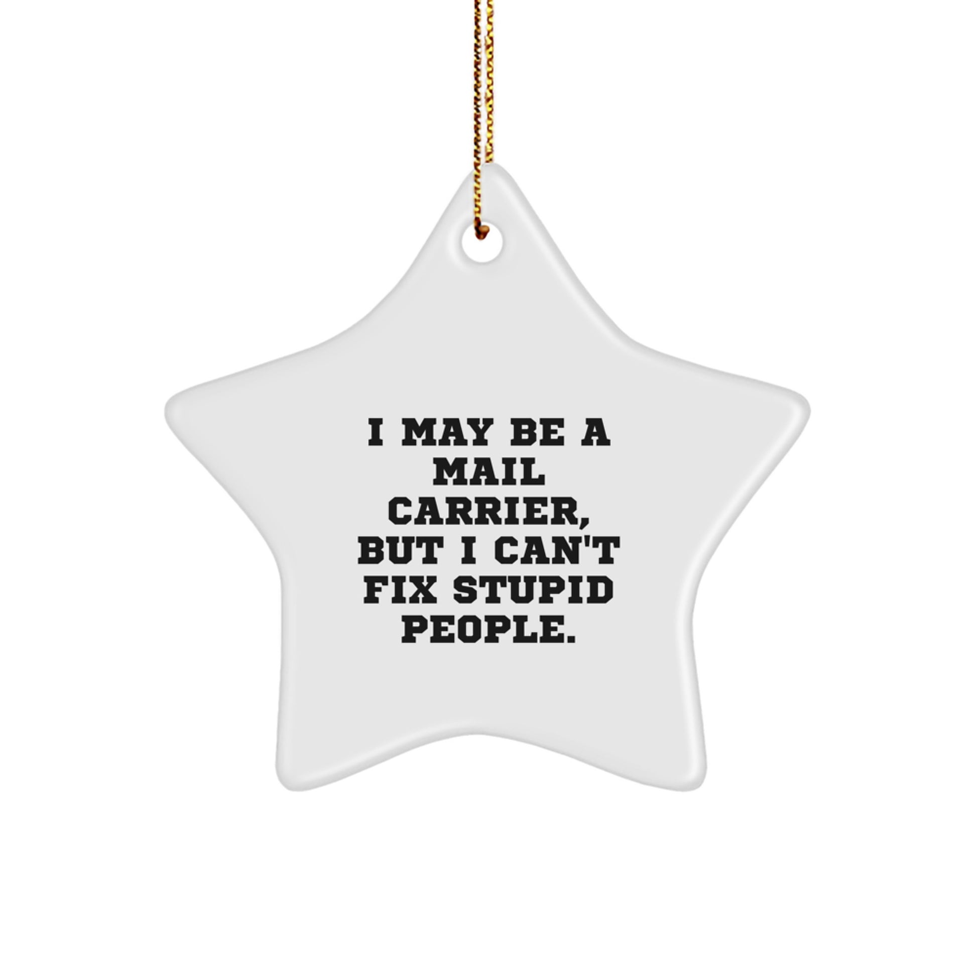 Funny Mail Carrier Gifts from Friends for Mail Carrier - Star Ornament I May Be a Mail Carrier But I Can't Fix Stupid People Christmas Unique - Image 1