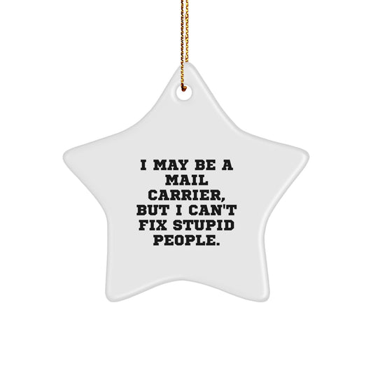 Funny Mail Carrier Gifts from Friends for Mail Carrier - Star Ornament I May Be a Mail Carrier But I Can't Fix Stupid People Christmas Unique - Image 1