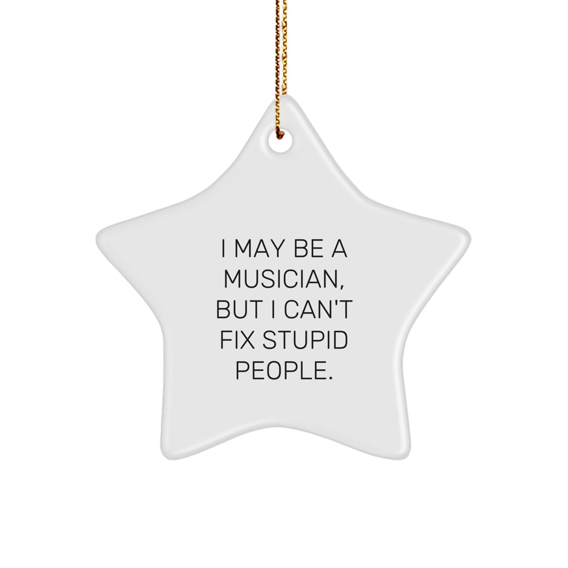 Funny Musician Gifts from Men to Friends - 'I May Be A Musician, But I Can't Fix Stupid People.' Christmas Unique Star Ornament for Musician Women - Image 1