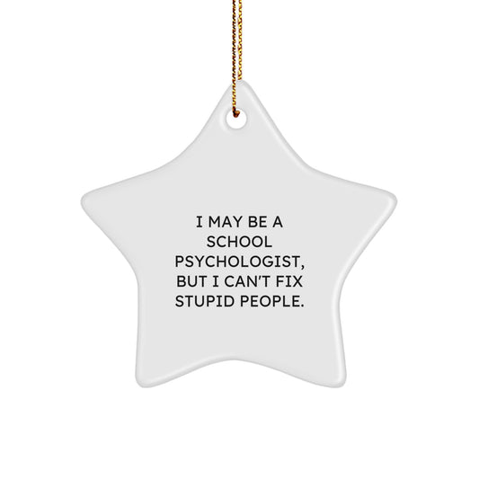Funny School Psychologist Star Christmas Ornament Gift for Coworkers - Image 1