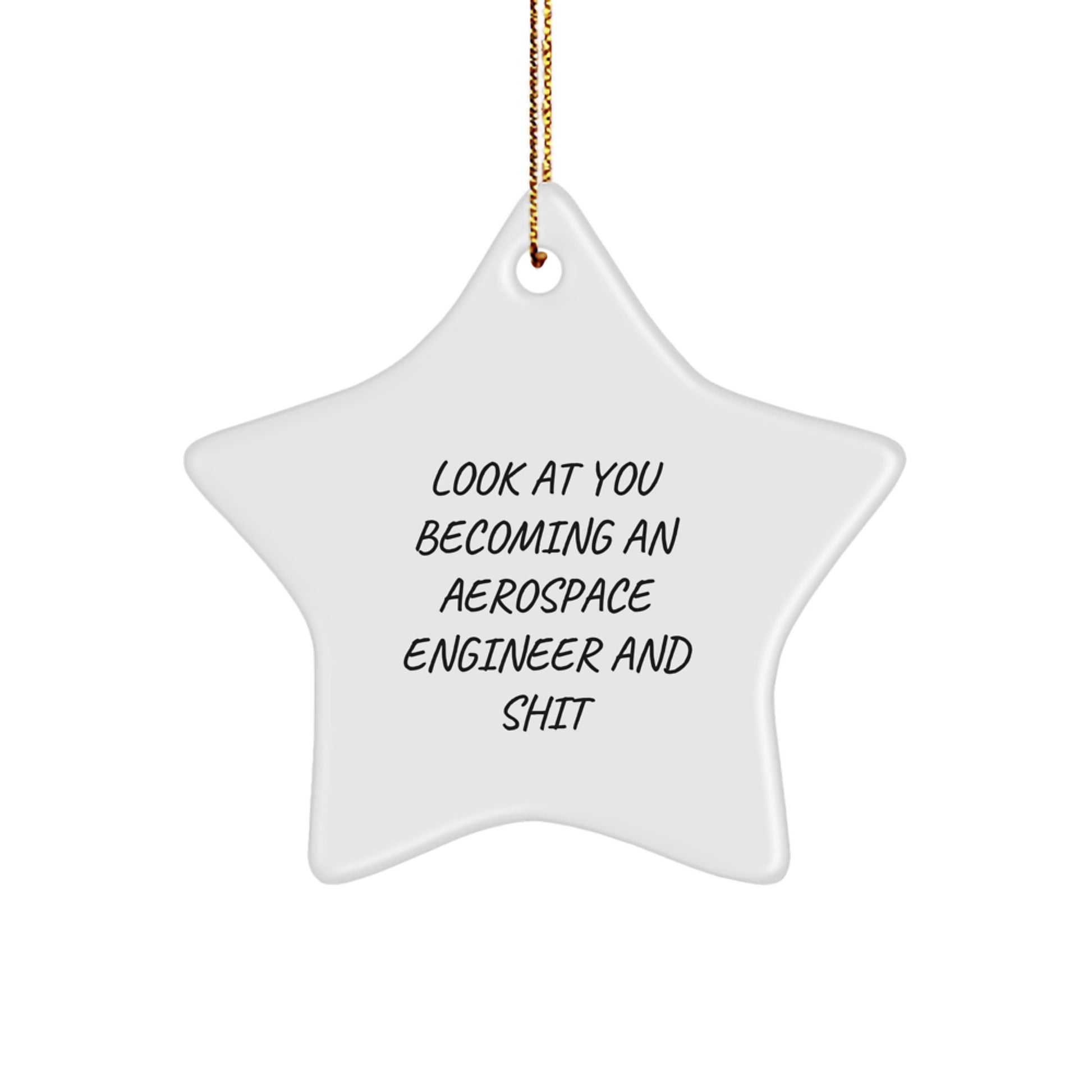 Gifts from Friends to Aerospace Engineer, Star Ornament with Funny Quote 'Look At You Becoming An Aerospace Engineer And Shit', Christmas Unique Gifts - Image 1